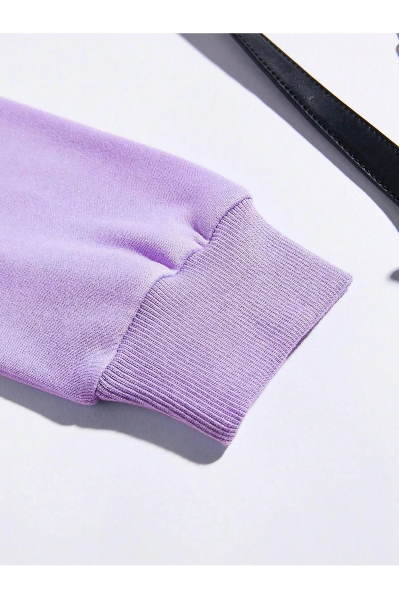Unisex Kadın/Erkek Slogan ve Kelebek Baskılı Kanguru Cepli İpli Kapşonlu