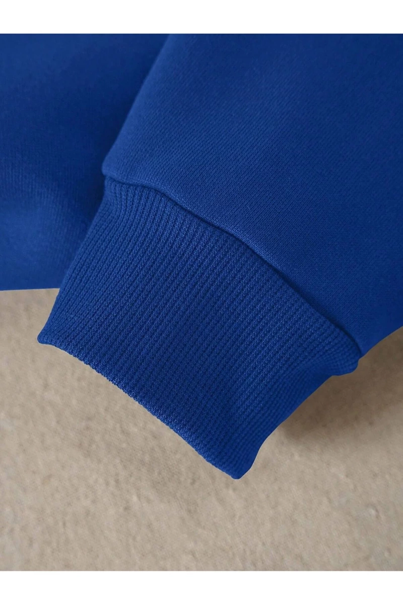 Unisex Kadın/Erkek Yasolin YL Özel Baskılı Renkli Oversize Bisiklet Yaka Pamuklu Sweatshirt