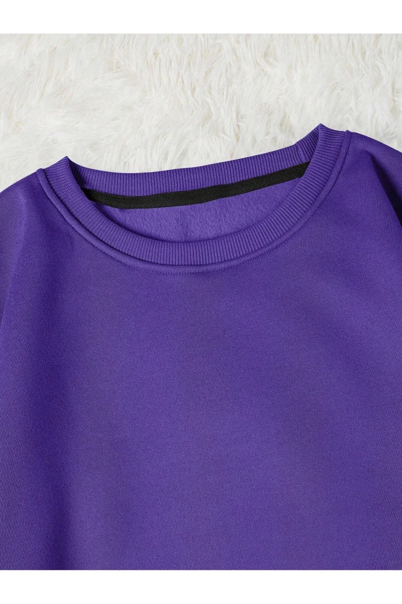 Unisex Kadın/Erkek Yasolin YL Özel Baskılı Renkli Oversize Bisiklet Yaka Pamuklu Sweatshirt