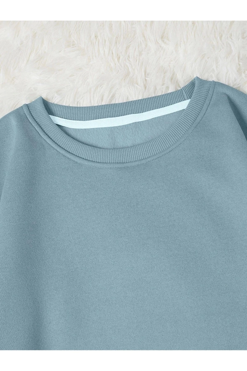 Unisex Kadın/Erkek Yasolin YL Özel Baskılı Renkli Oversize Bisiklet Yaka Pamuklu Sweatshirt