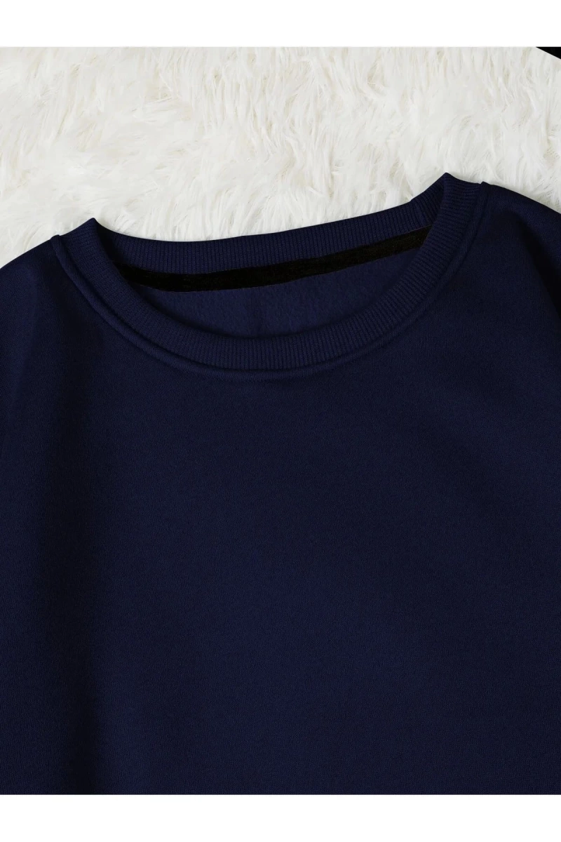 Unisex Kadın/Erkek Yasolin YL Özel Baskılı Renkli Oversize Bisiklet Yaka Pamuklu Sweatshirt