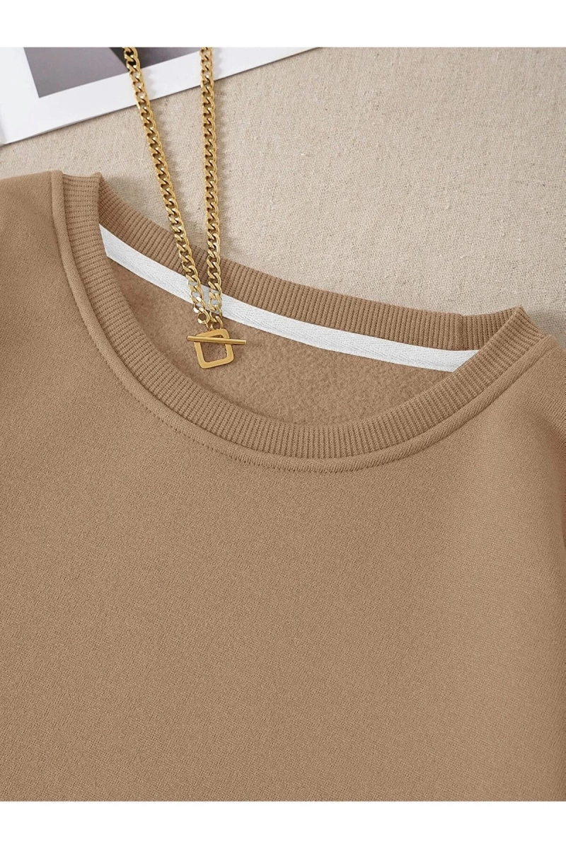 Unisex Kadın/Erkek Yasolin YL Özel Baskılı Renkli Oversize Bisiklet Yaka Pamuklu Sweatshirt