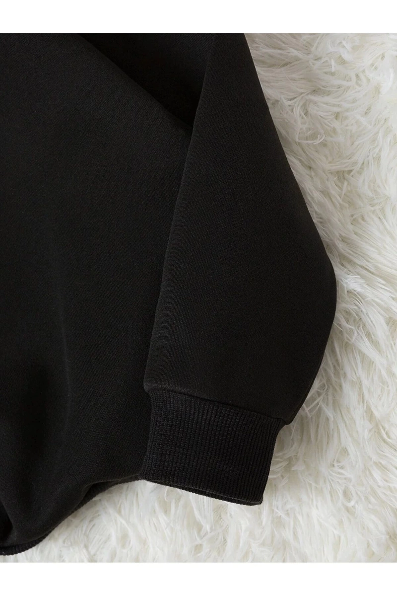 Unisex Kadın/Erkek Yasolin YL Özel Baskılı Renkli Oversize Bisiklet Yaka Pamuklu Sweatshirt