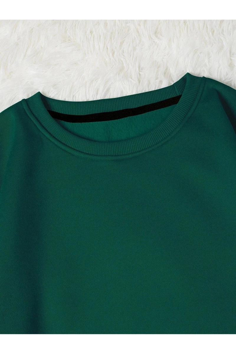 Unisex Kadın/Erkek Yasolin YL Özel Baskılı Renkli Oversize Bisiklet Yaka Pamuklu Sweatshirt