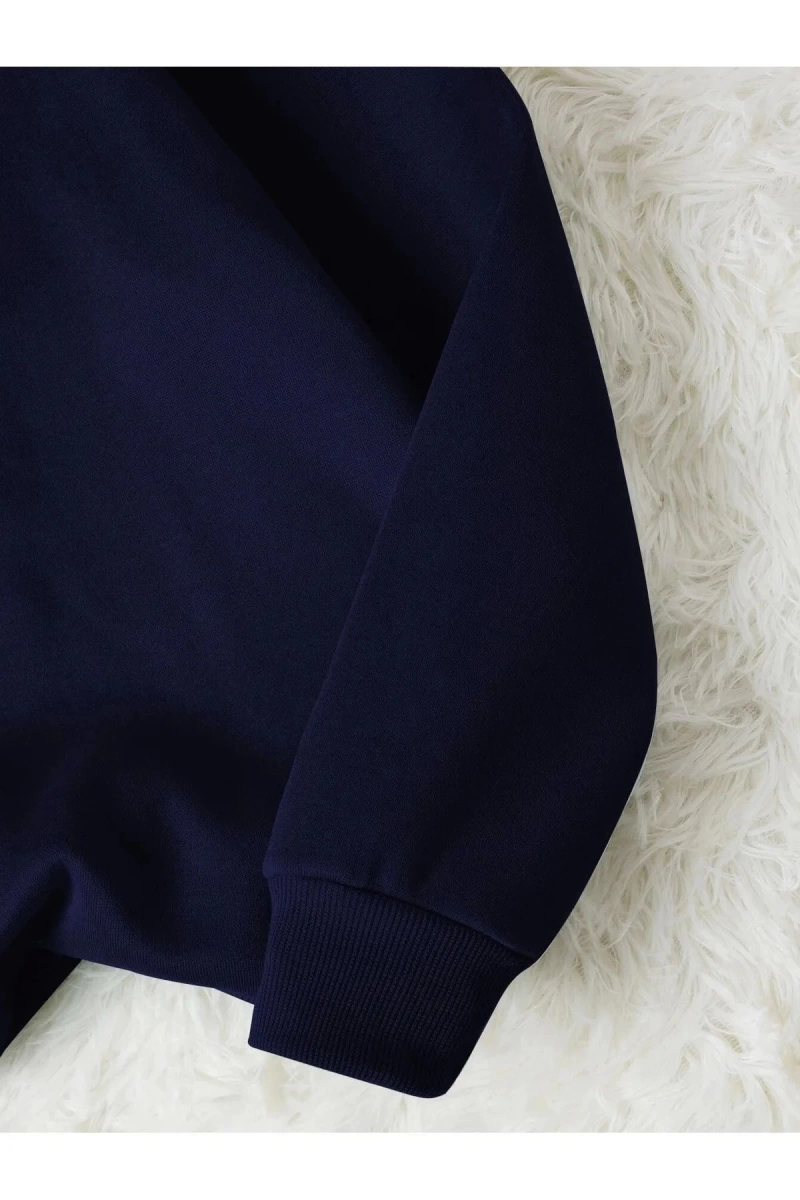 Unisex Kadın/Erkek Yasolin YL Özel Baskılı Renkli Oversize Bisiklet Yaka Pamuklu Sweatshirt
