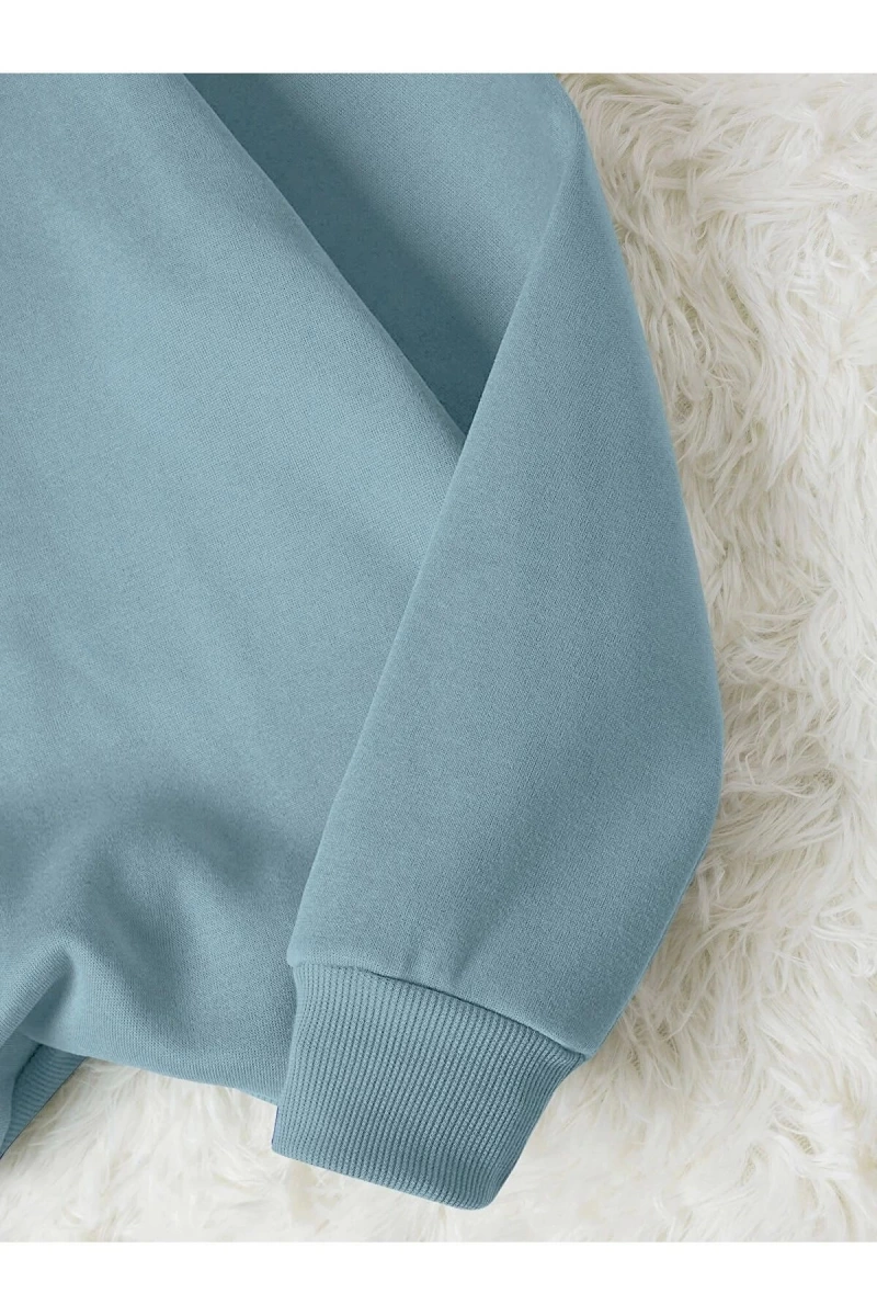 Unisex Kadın/Erkek Yasolin YL Özel Baskılı Renkli Oversize Bisiklet Yaka Pamuklu Sweatshirt