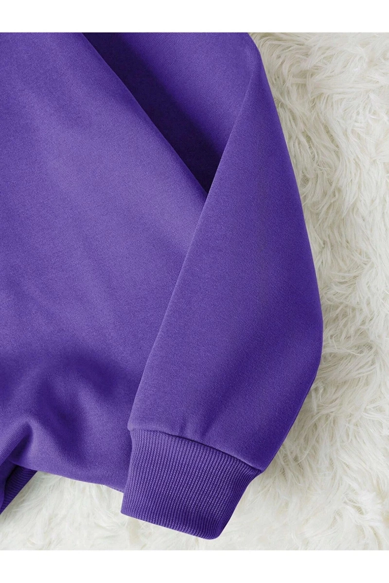 Unisex Kadın/Erkek Yasolin YL Özel Baskılı Renkli Oversize Bisiklet Yaka Pamuklu Sweatshirt
