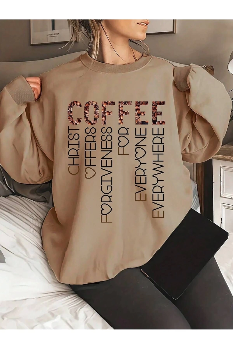Unisex Kadın/Erkek Yazılı Grafik Sweat