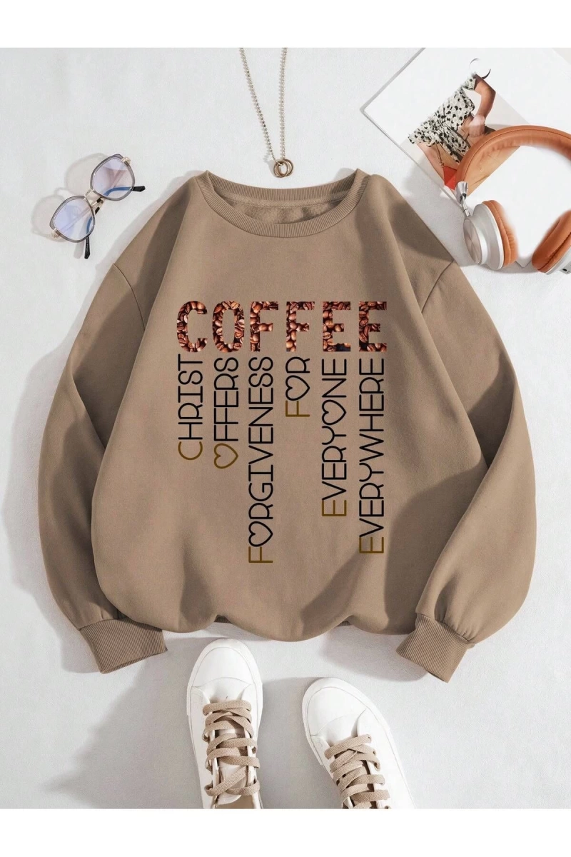 Unisex Kadın/Erkek Yazılı Grafik Sweat