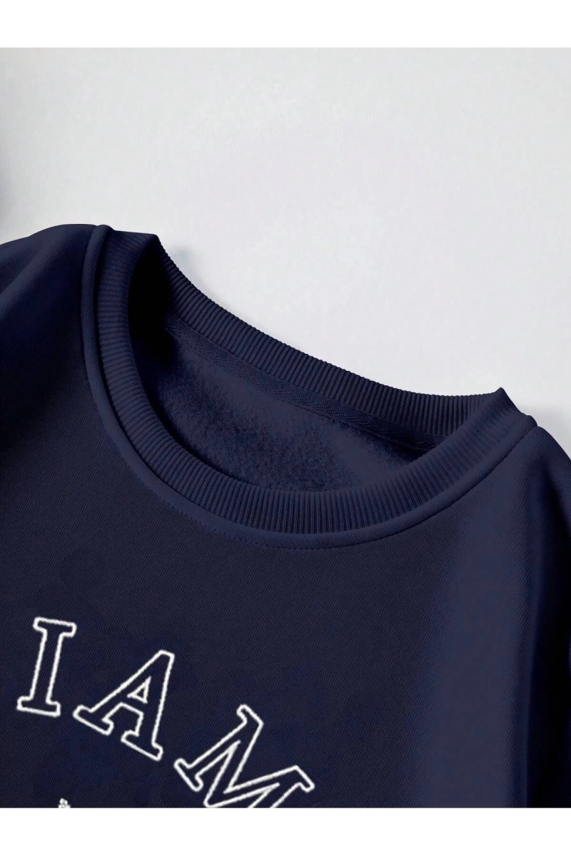 Unisex Kadın/Erkek Yazılı Grafik Sweat