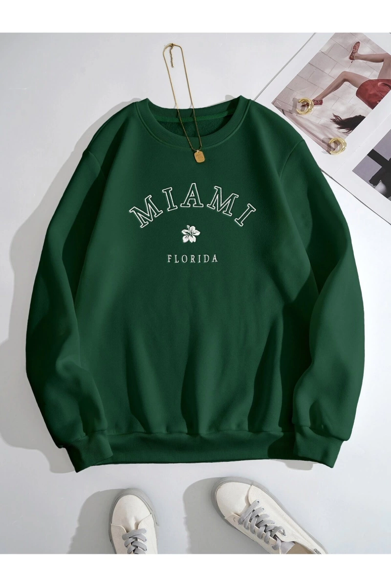 Unisex Kadın/Erkek Yazılı ve Çiçek Baskılı Sweat