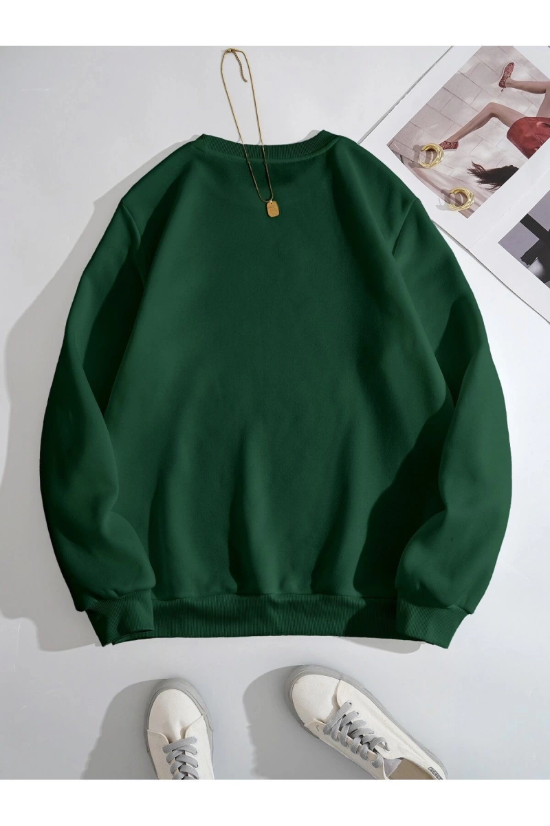 Unisex Kadın/Erkek Yazılı ve Çiçek Baskılı Sweat