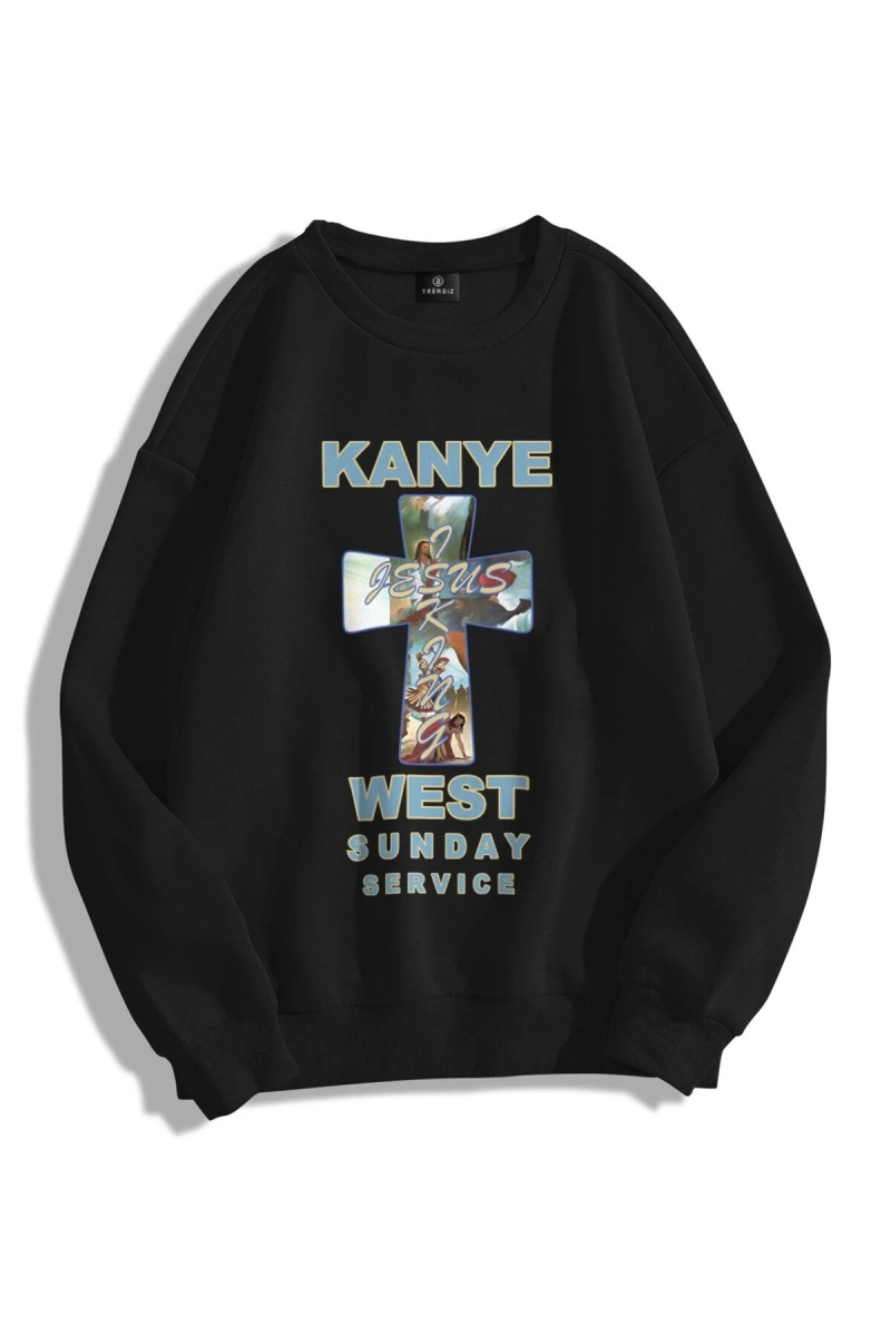 Unisex Kanye Sunday Service Bisiklet Yaka Sweatshirt