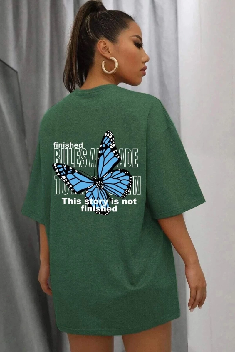 Unisex Kelebek Baskılı T-shirt