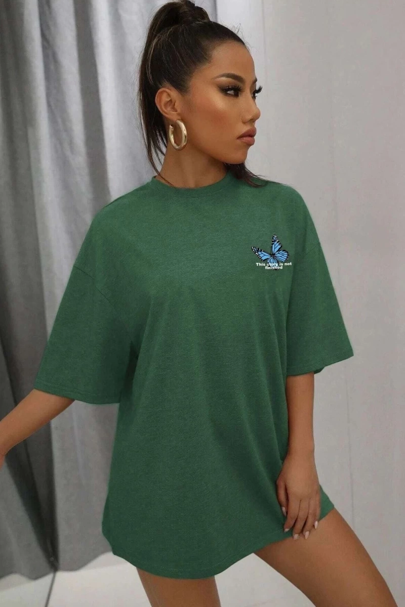 Unisex Kelebek Baskılı T-shirt