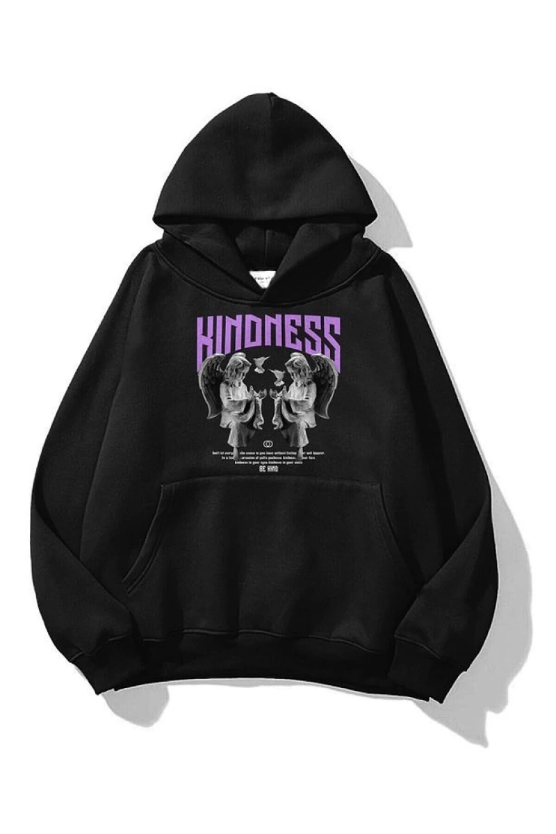 Unisex Kindness Sweatshirt Hoodie Siyah