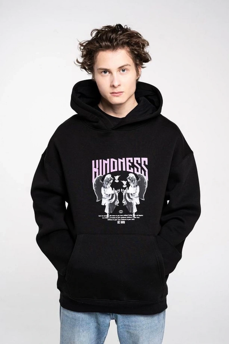 Unisex Kindness Sweatshirt Hoodie Siyah