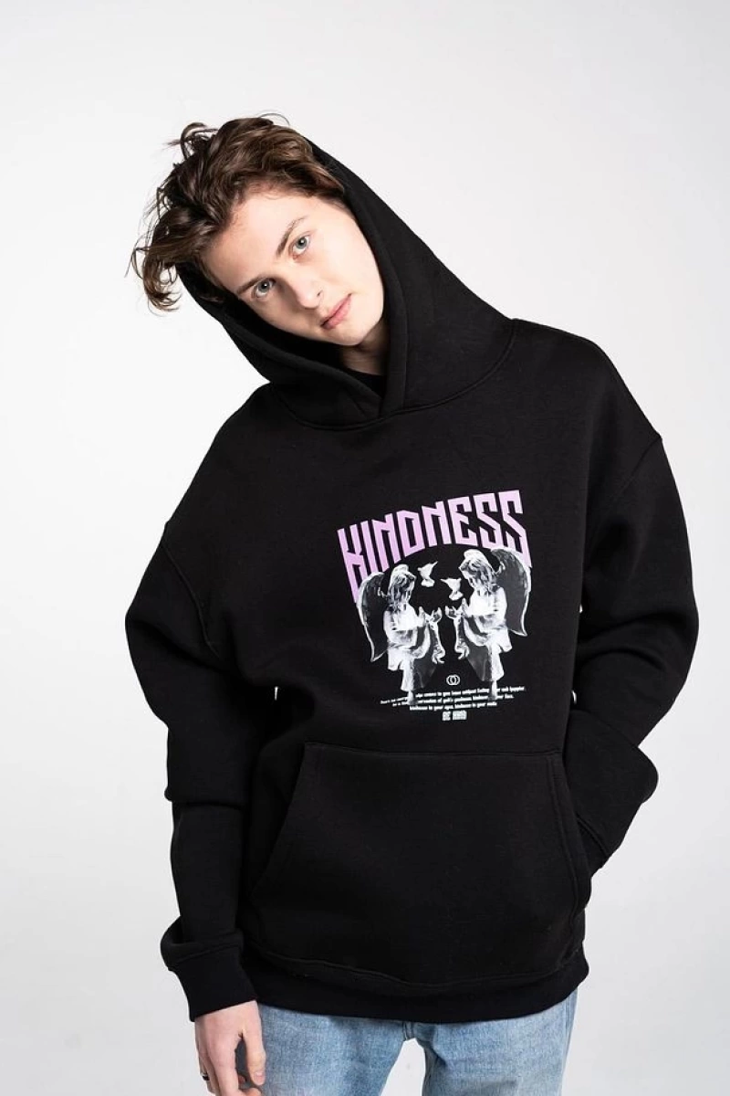 Unisex Kindness Sweatshirt Hoodie Siyah