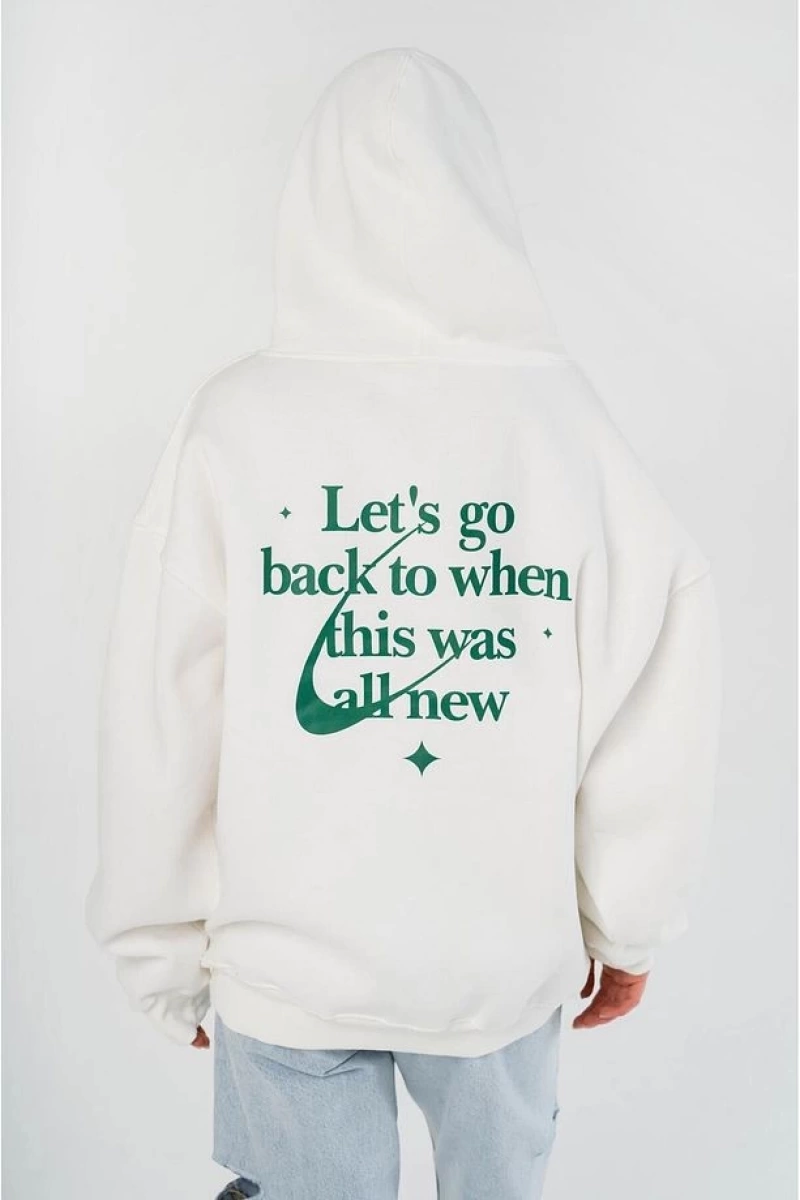 Unisex Lets Go Back Sweatshirt Hoodie Beyaz