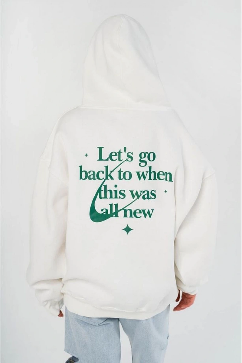 Unisex Lets Go Back Sweatshirt Hoodie Beyaz