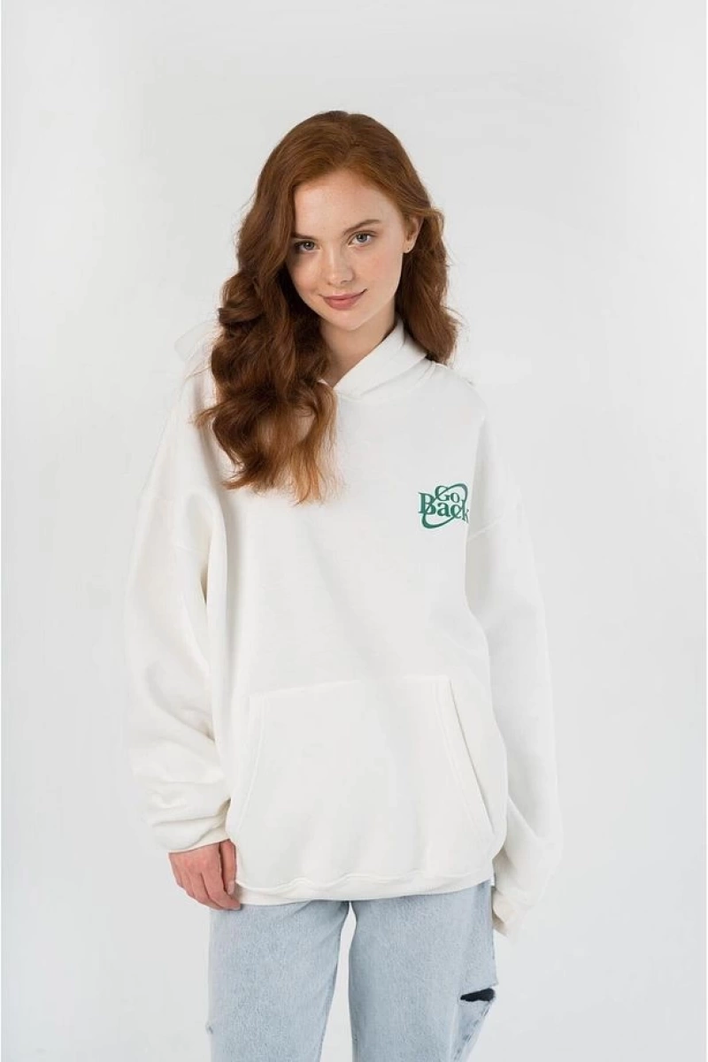 Unisex Lets Go Back Sweatshirt Hoodie Beyaz