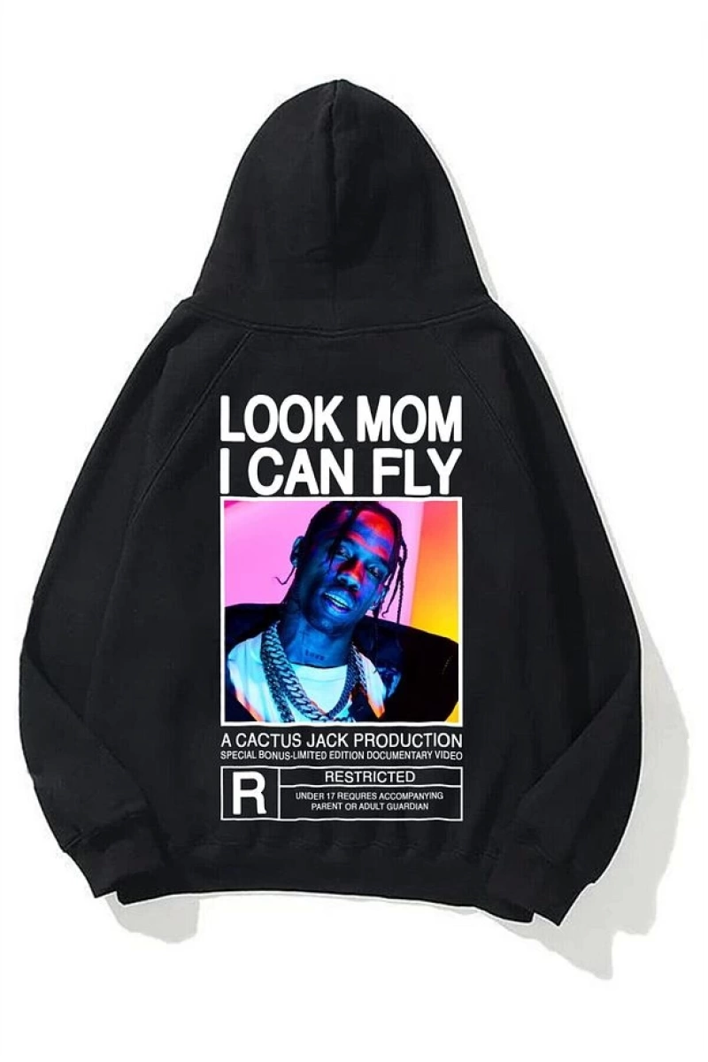 Unisex Look Mom I Can Fly Renkli Siyah Sweatshirt Siyah