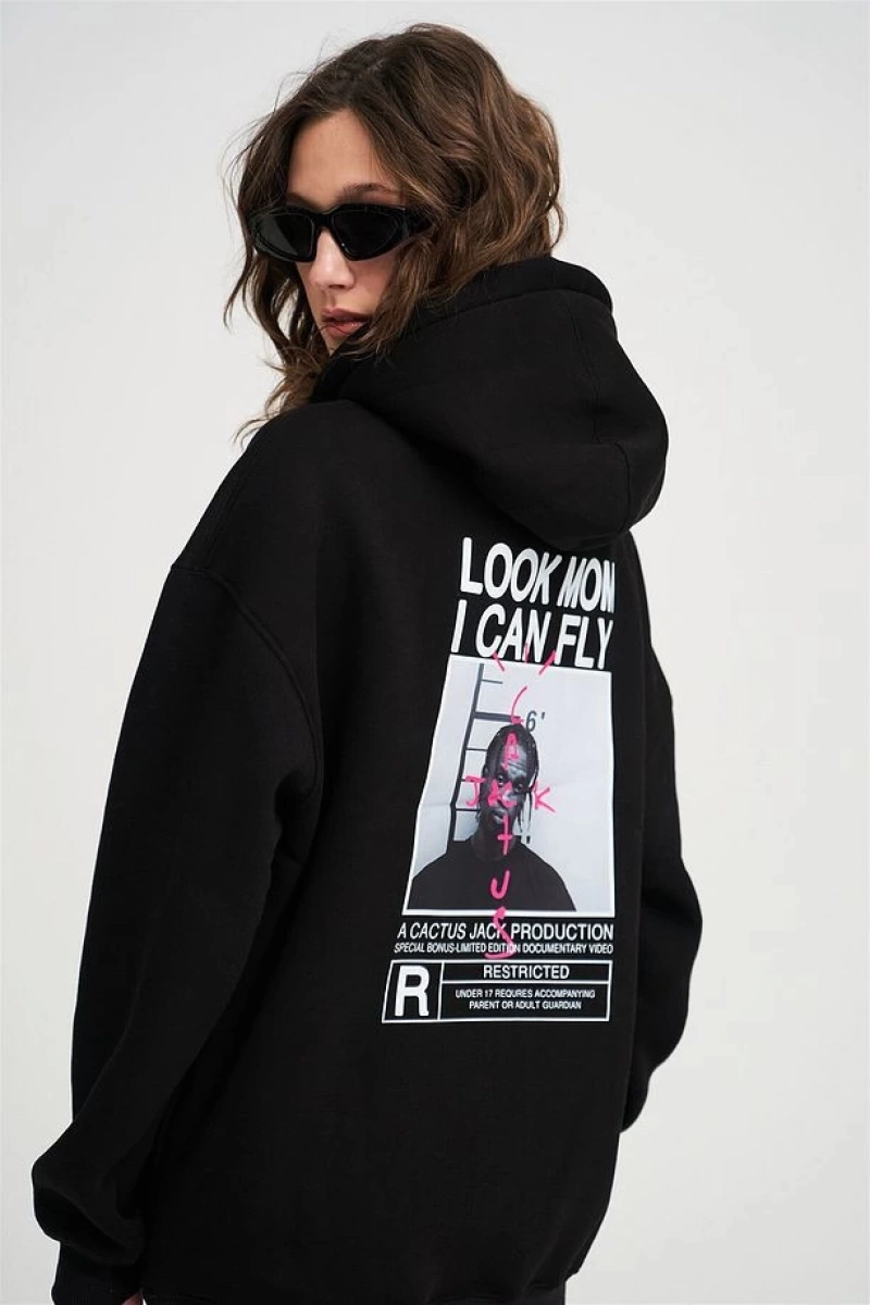 Unisex Look Mom I Can Fly Sweatshirt Beyaz