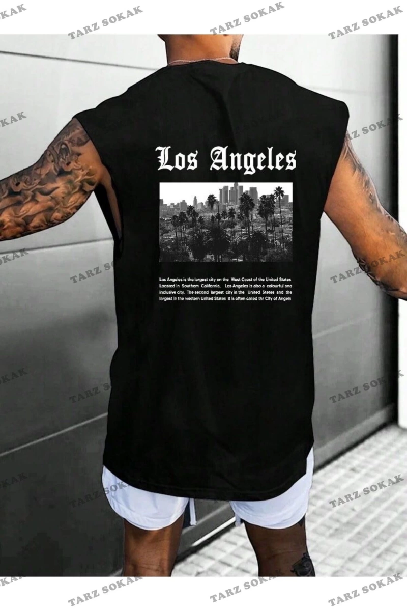 Unisex  LOS ANGELES BASKILI OVERSİZE KOLSUZ