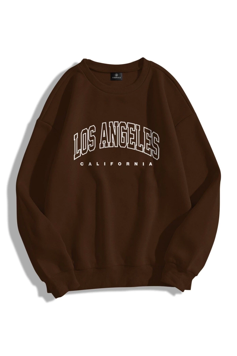 Unisex Los Angeles Bisiklet Yaka Sweatshirt