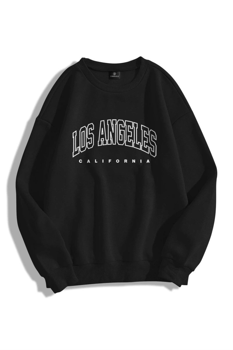 Unisex Los Angeles Bisiklet Yaka Sweatshirt