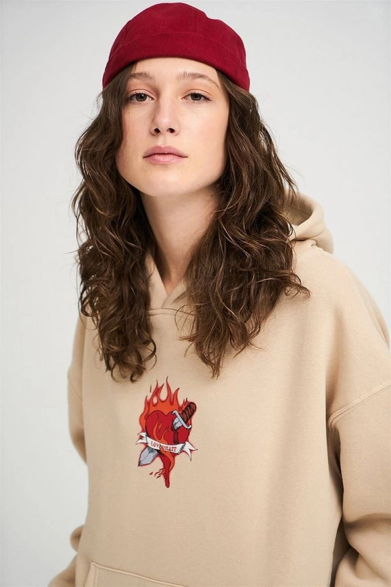 Unisex Love Hate Sweatshirt Hoodie Gri