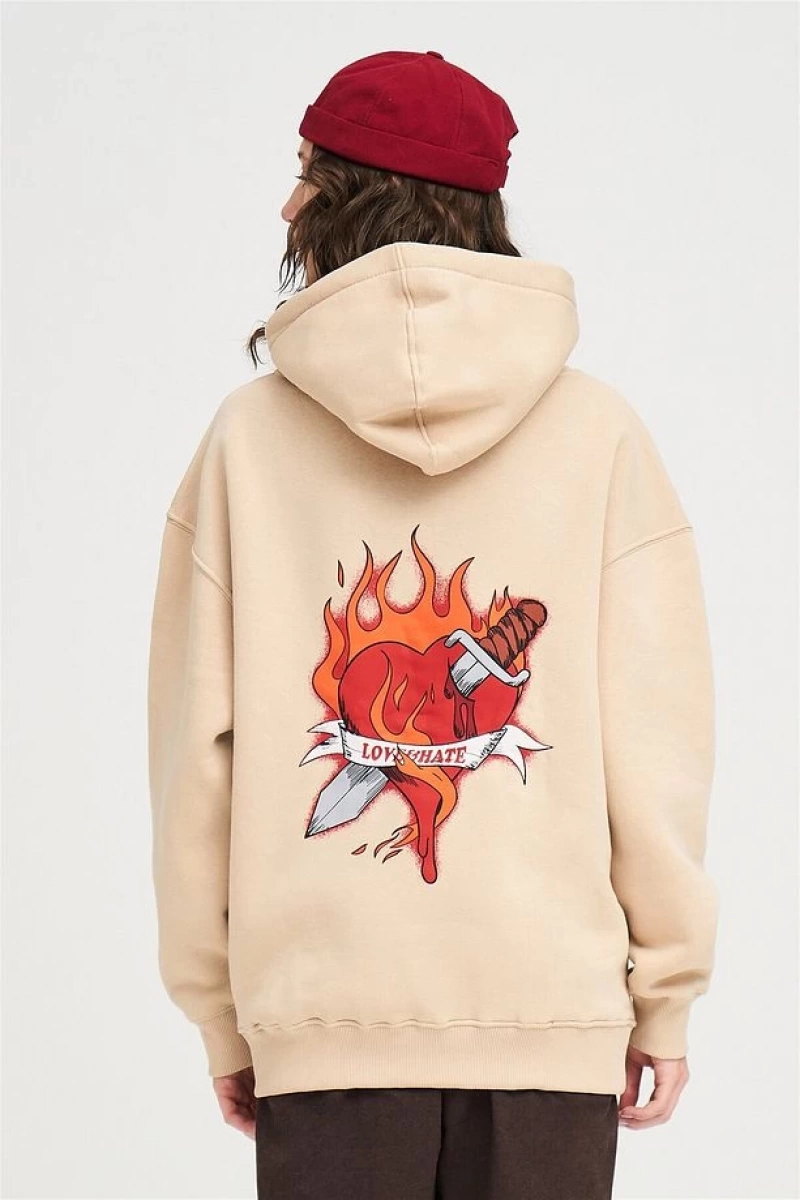 Unisex Love Hate Sweatshirt Hoodie Gri