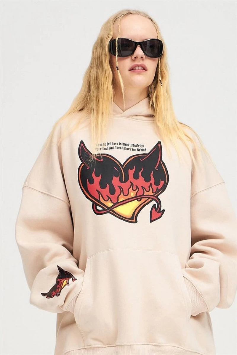 Unisex Love Is Evil Sweatshirt Hoodie Gri