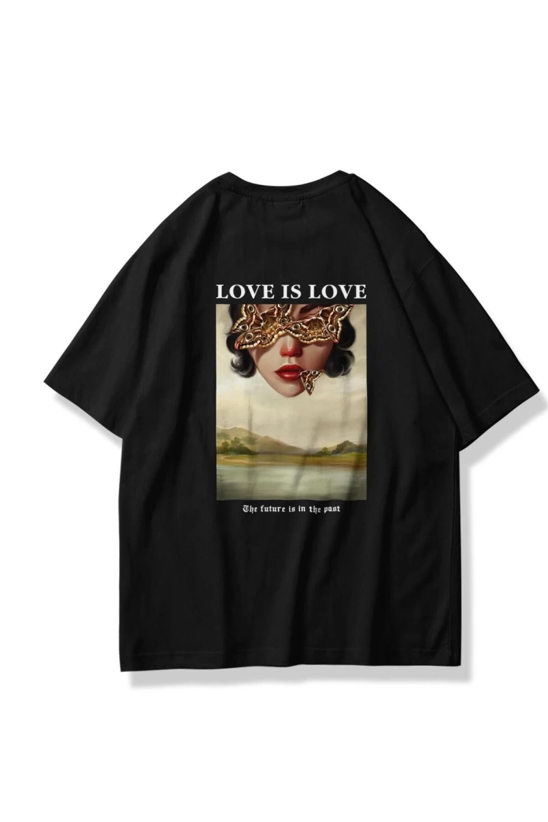 Unisex Love Is Love Tshirt Siyah