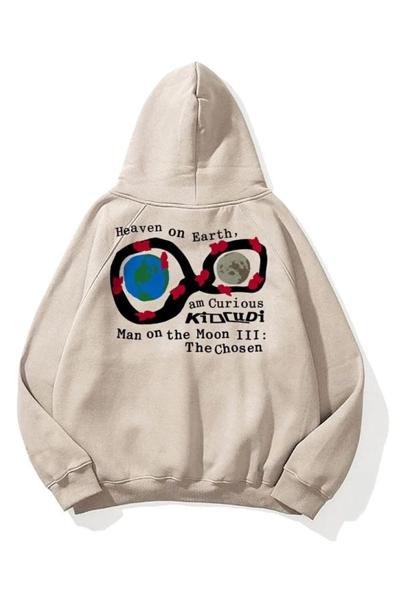 Unisex Man On The Moon Sweatshirt Hoodie Gri