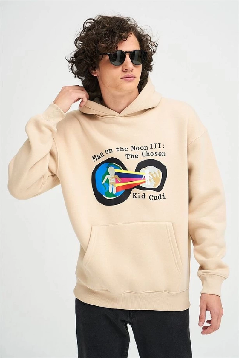 Unisex Man On The Moon Sweatshirt Hoodie Gri