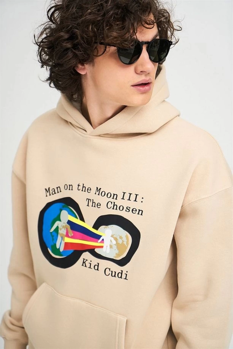 Unisex Man On The Moon Sweatshirt Hoodie Gri
