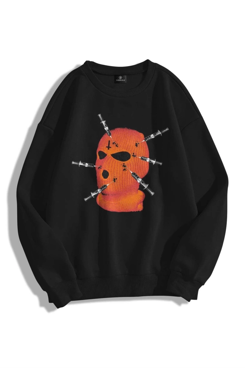 Unisex Maske Bisiklet Yaka Sweatshirt