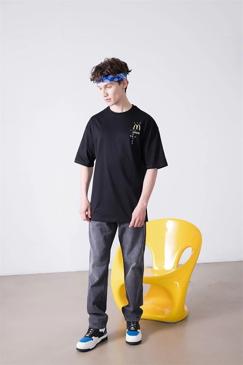 Unisex Mc Crew Cactus Jack Siyah Tshirt