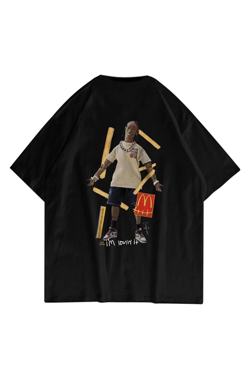 Unisex Mc Crew Cactus Jack Siyah Tshirt