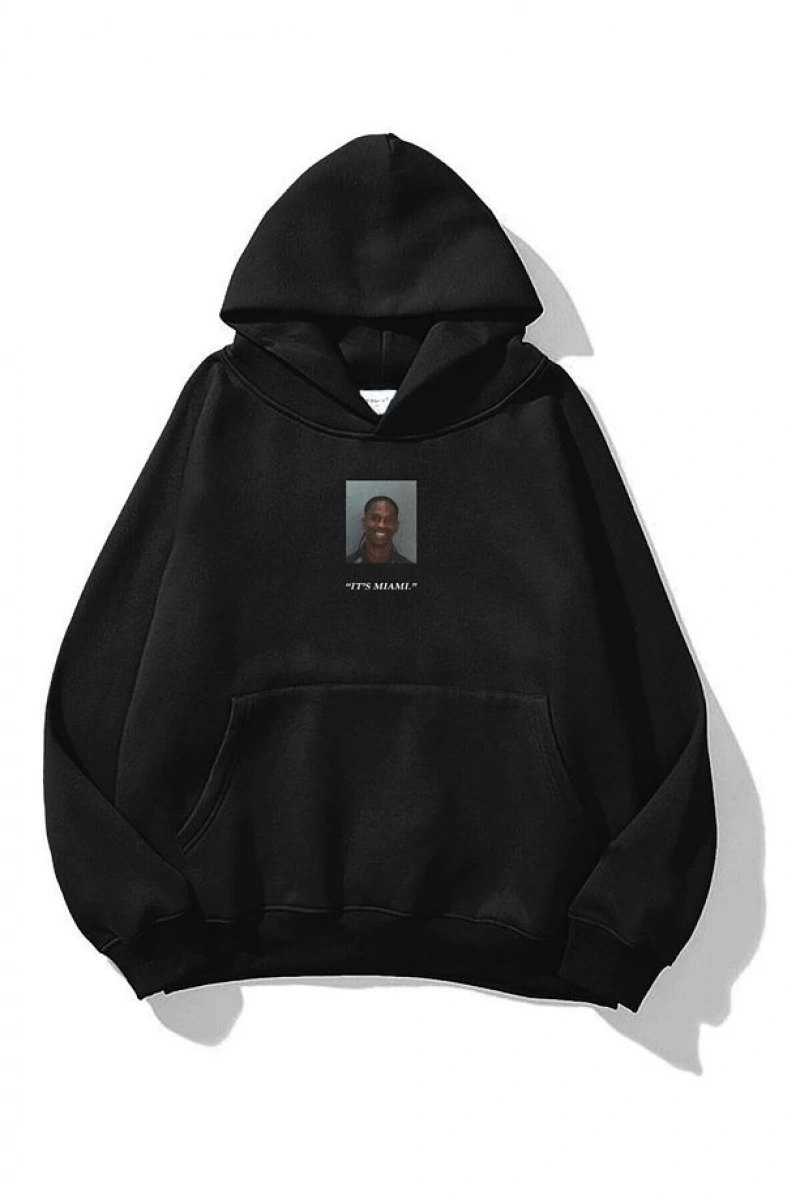 Unisex Mugshot Travis Scott Sweatshirt Siyah