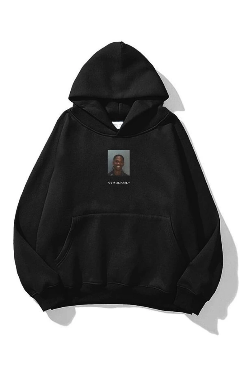 Unisex Mugshot Travis Scott Sweatshirt Siyah