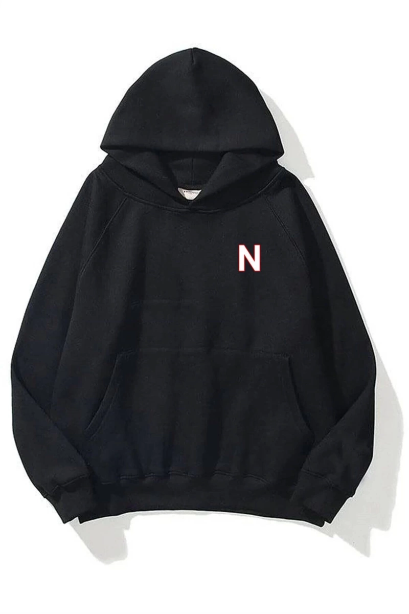 Unisex N Harfli Siyah Sweatshirt