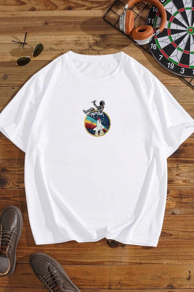 Unisex Nasa Baskılı T-shirt