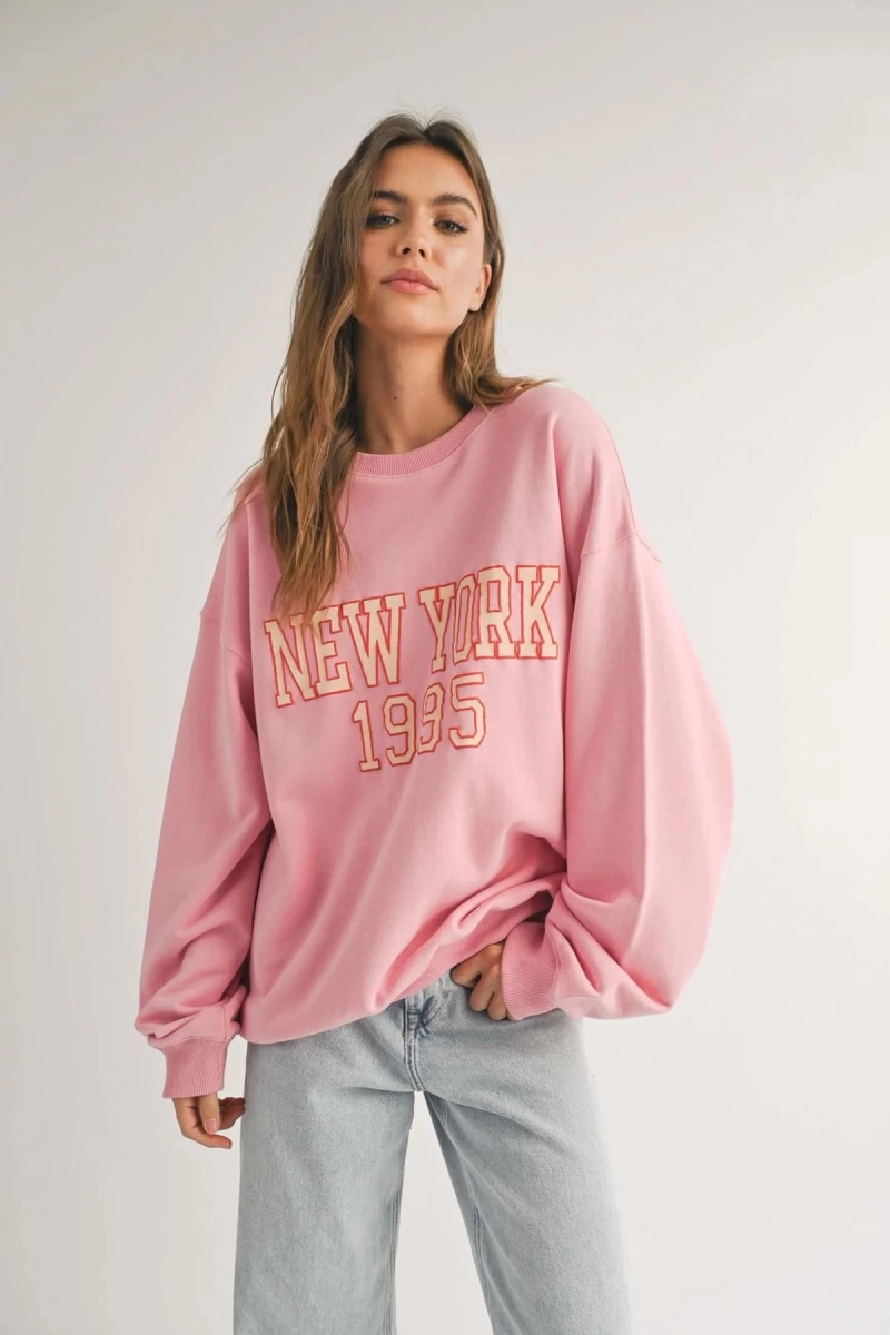 Unisex New York 1995 Bisiklet Yaka Sweatshirt