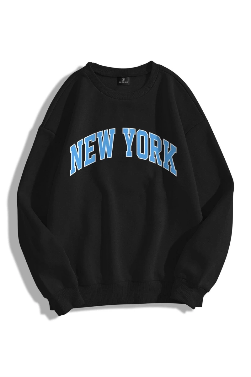 Unisex New York Bisiklet Yaka Sweatshirt