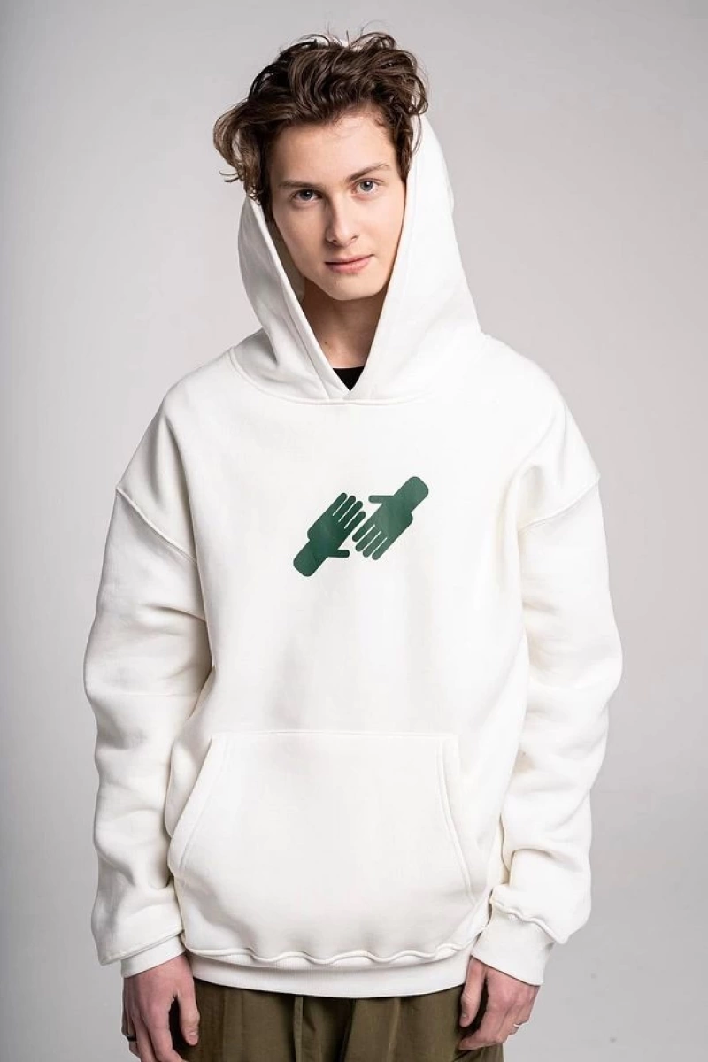 Unisex Nice To Meet You Sweatshirt Hoodie Beyaz