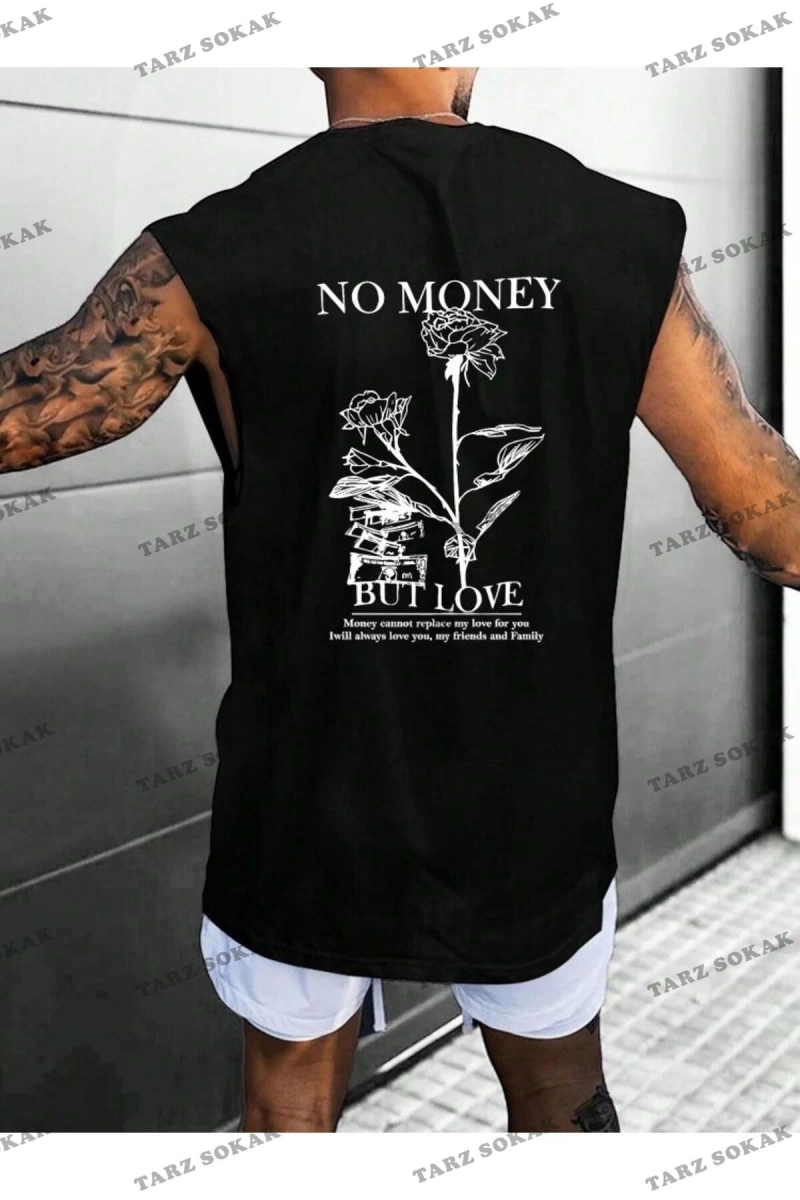Unisex  NO MONEY BASKILI OVERSİZE KOLSUZ