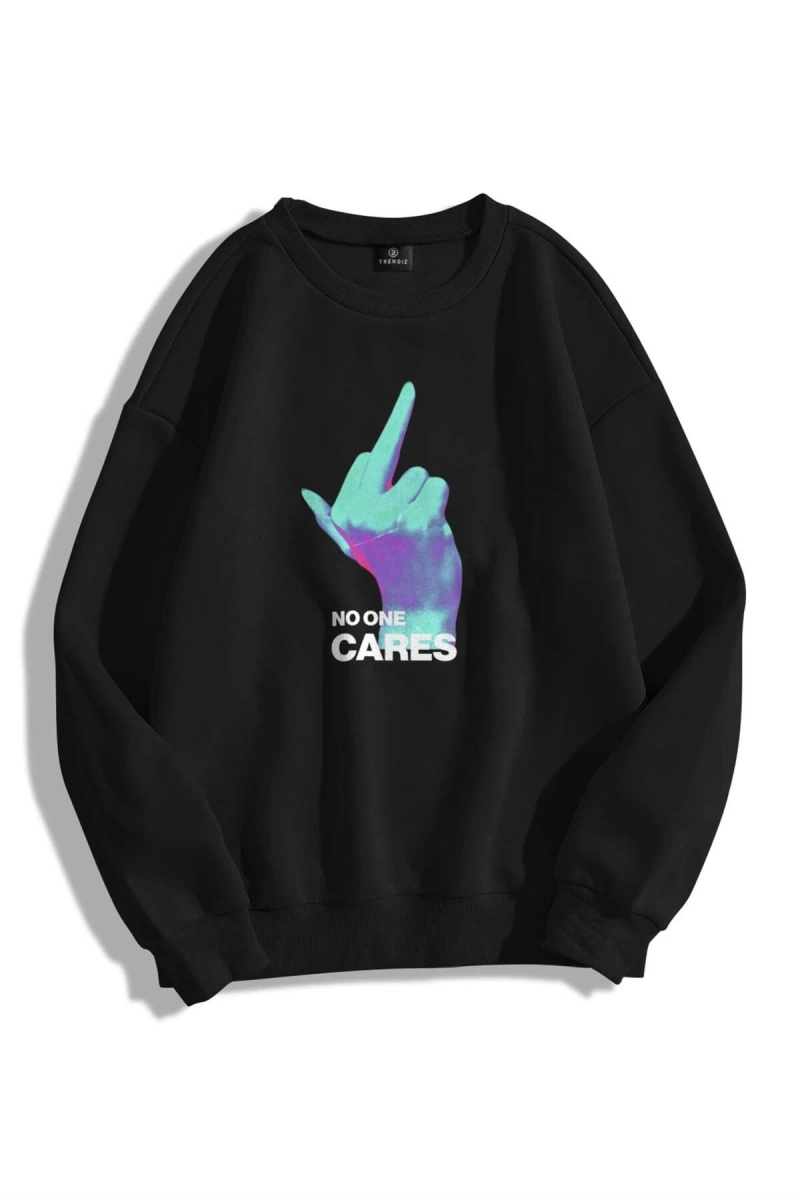 Unisex No One Cares Bisiklet Yaka Sweatshirt