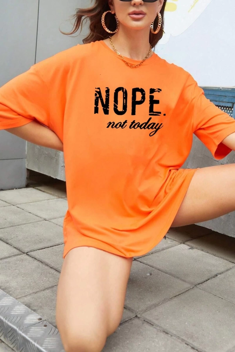 Unisex Not Today Baskılı T-shirt